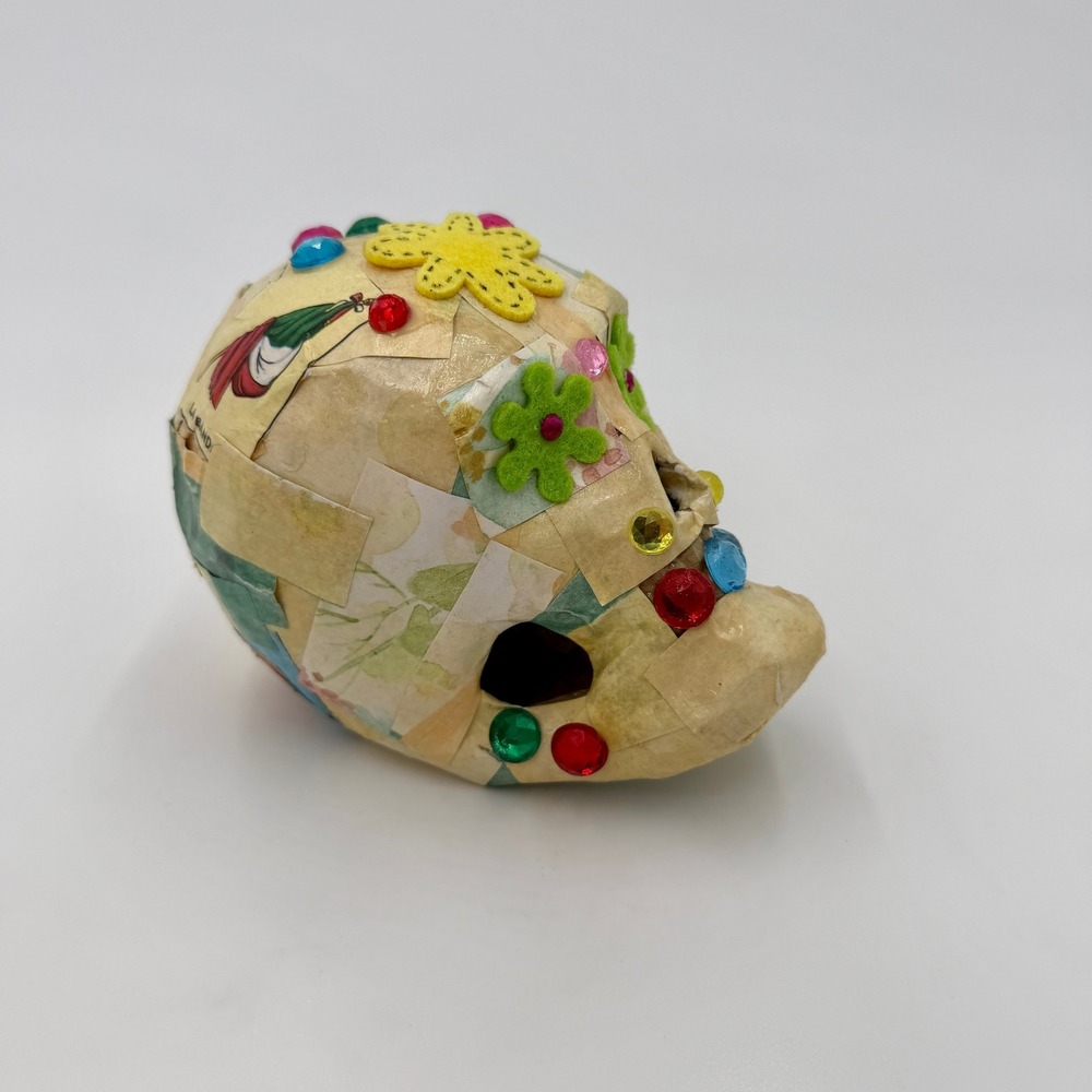 Handmade Loteria Papier Mache Sugar Skull Calavera Folk Art Rhinestone - Picture 3 of 8